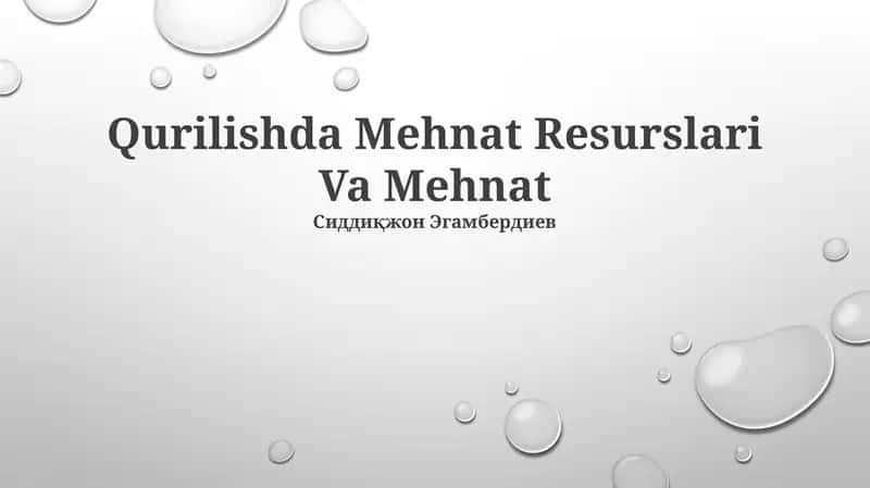 Qurilishda Mehnat Resurslari Va Mehnat 1