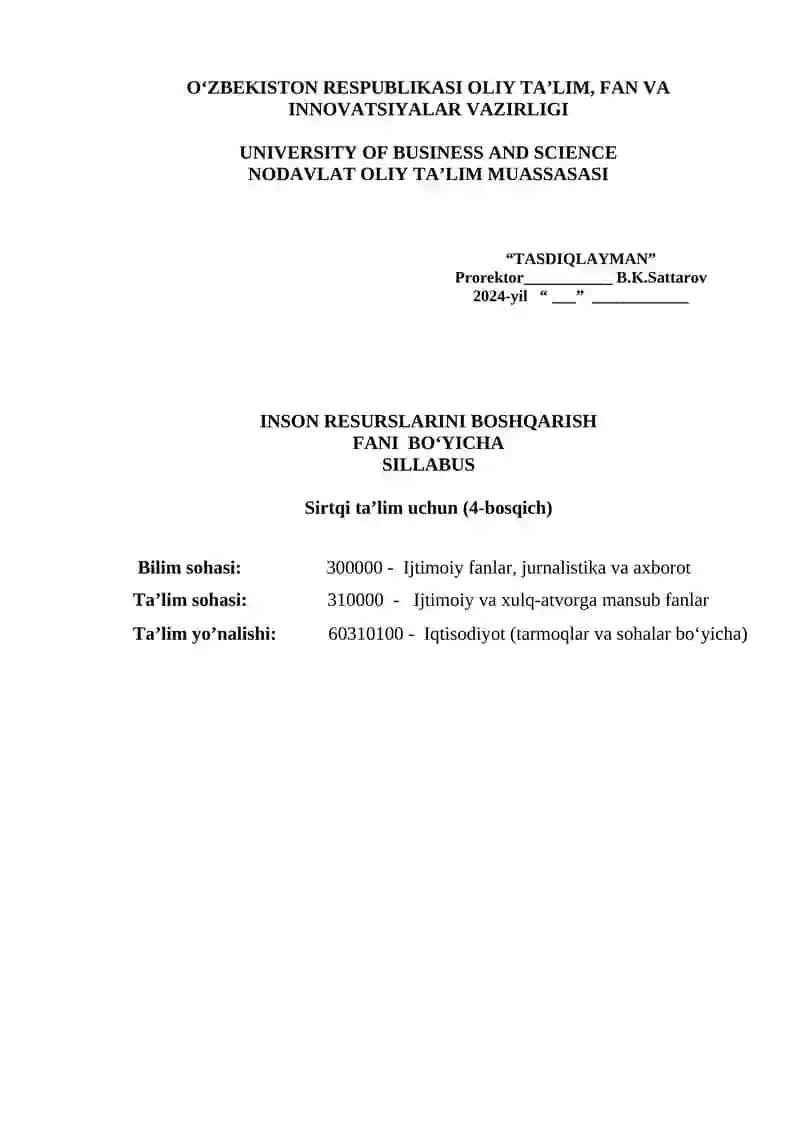 Inson resurslarini boshqarish
