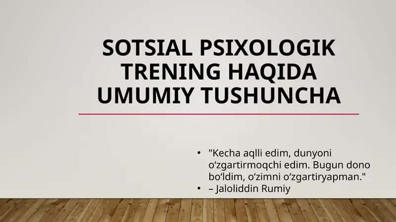 Sotsial psixologik trening haqida umumiy tushuncha