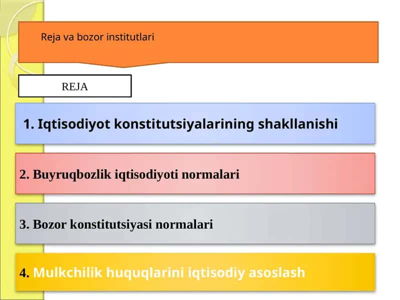 Reja va bozor institutlari 1