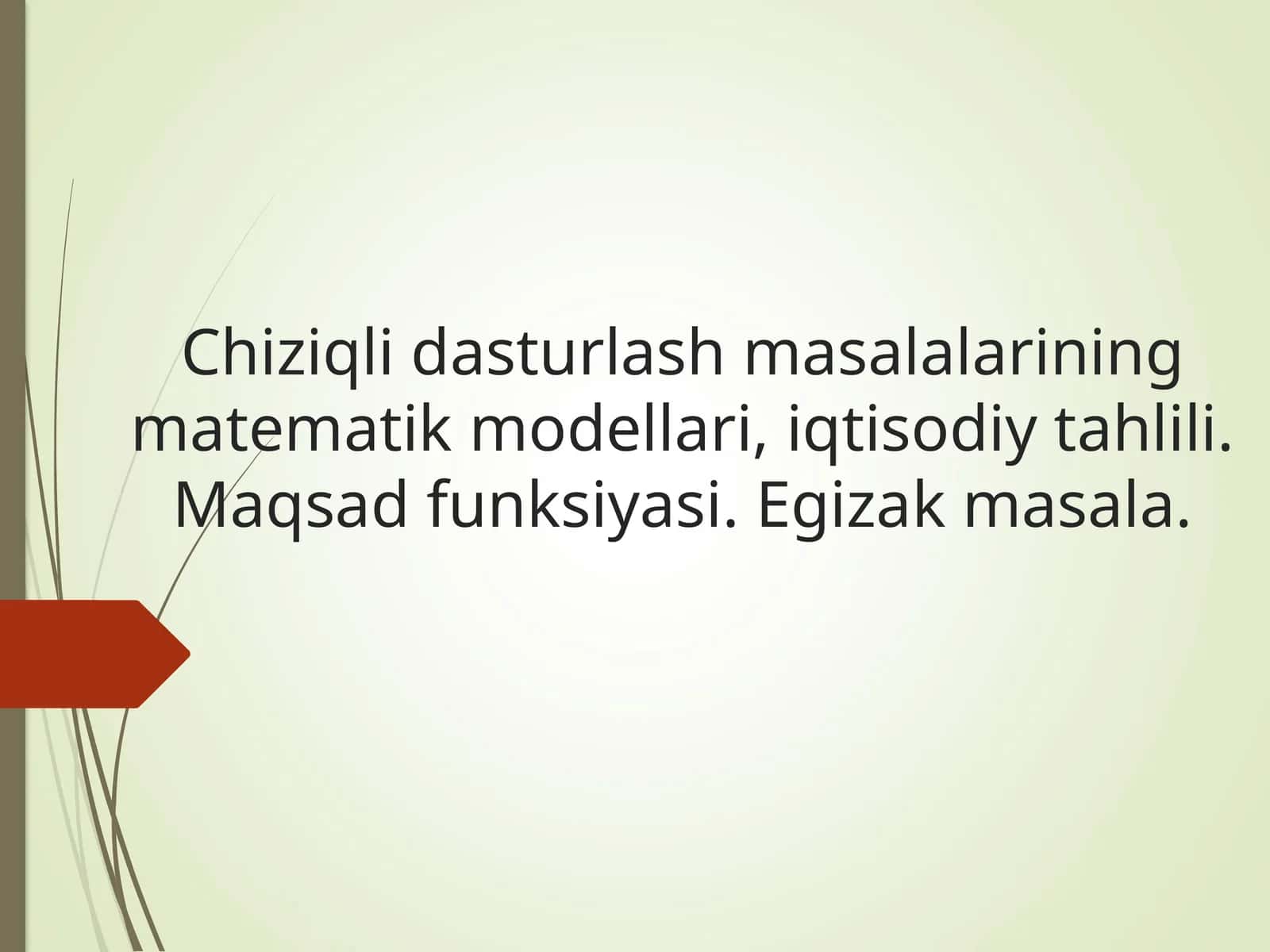 Chiziqli dasturlash masalalarining matematik modellari 1