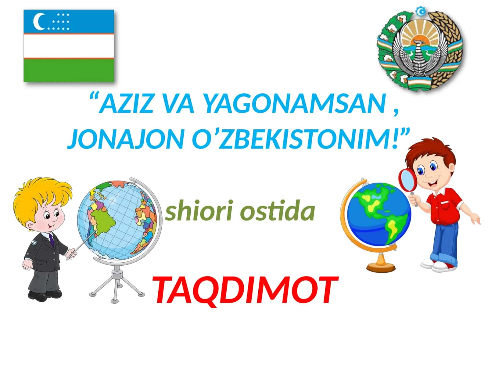 “AZIZ VA YAGONAMSAN, JONAJON O’ZBEKISTONIM!”shiori ostida TAQDIMOT 1