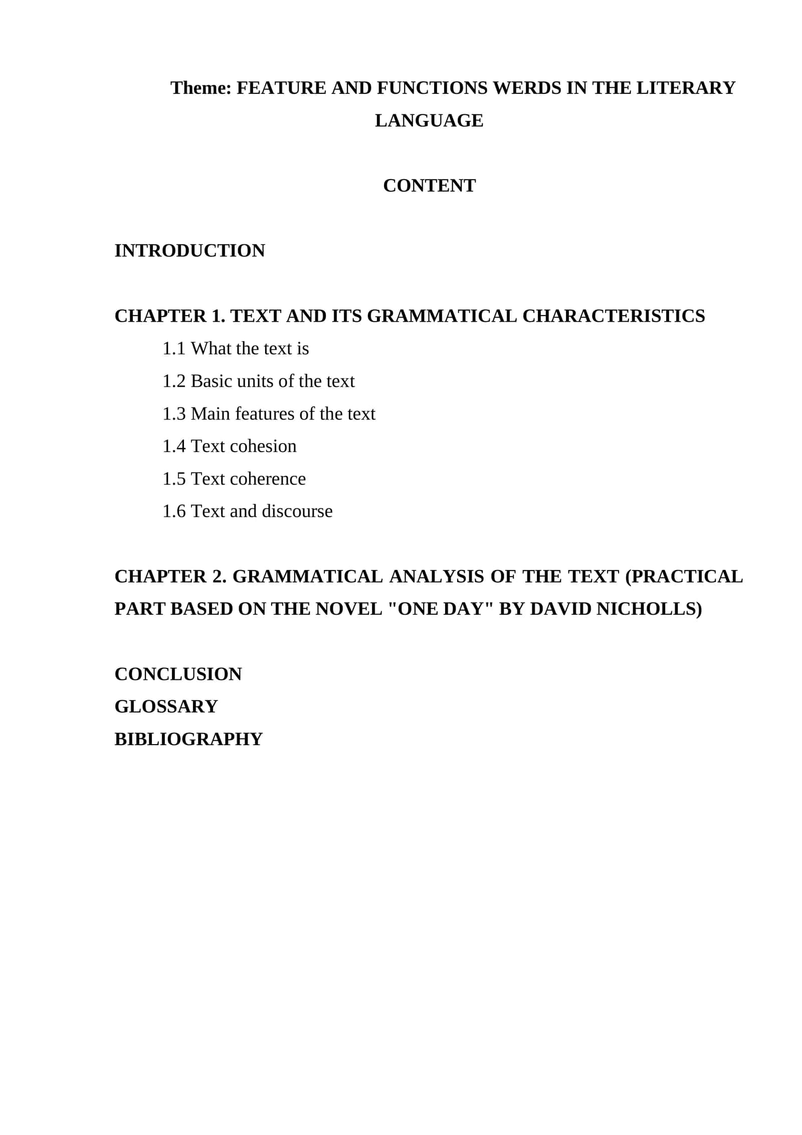 FEATURE AND FUNCTIONS WERDS IN THE LITERARY LANGUAGE 1