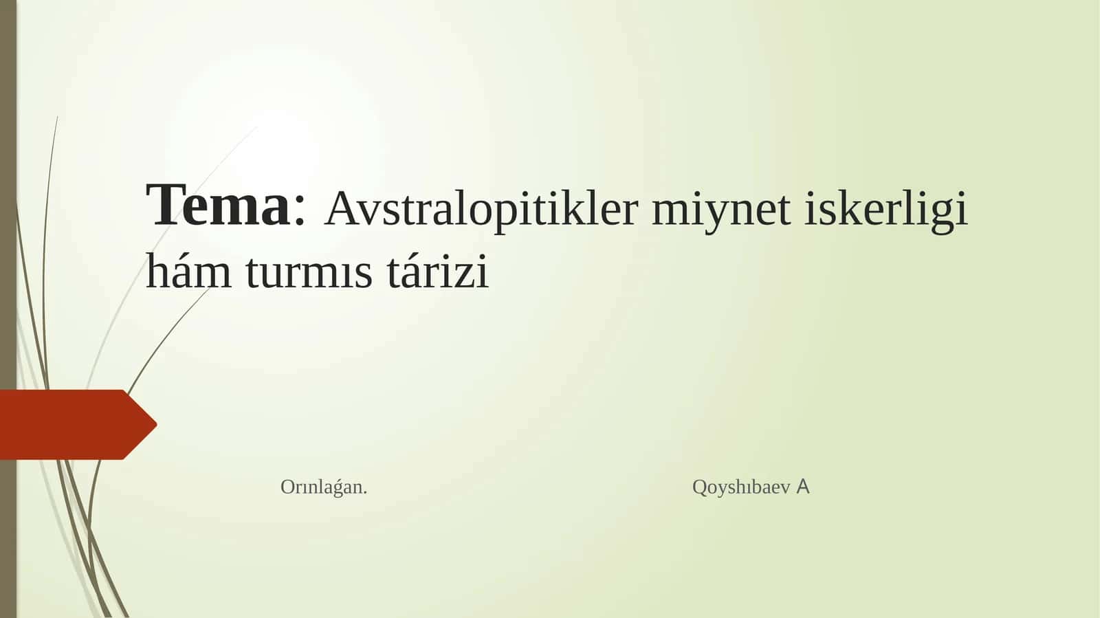 Avstralopitikler miynet iskerligi hám turmıs tárizi 1