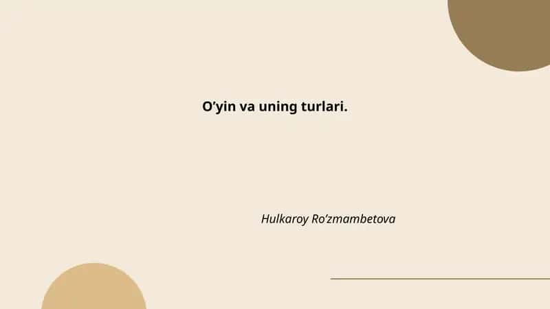 O’yin va uning turlari 1