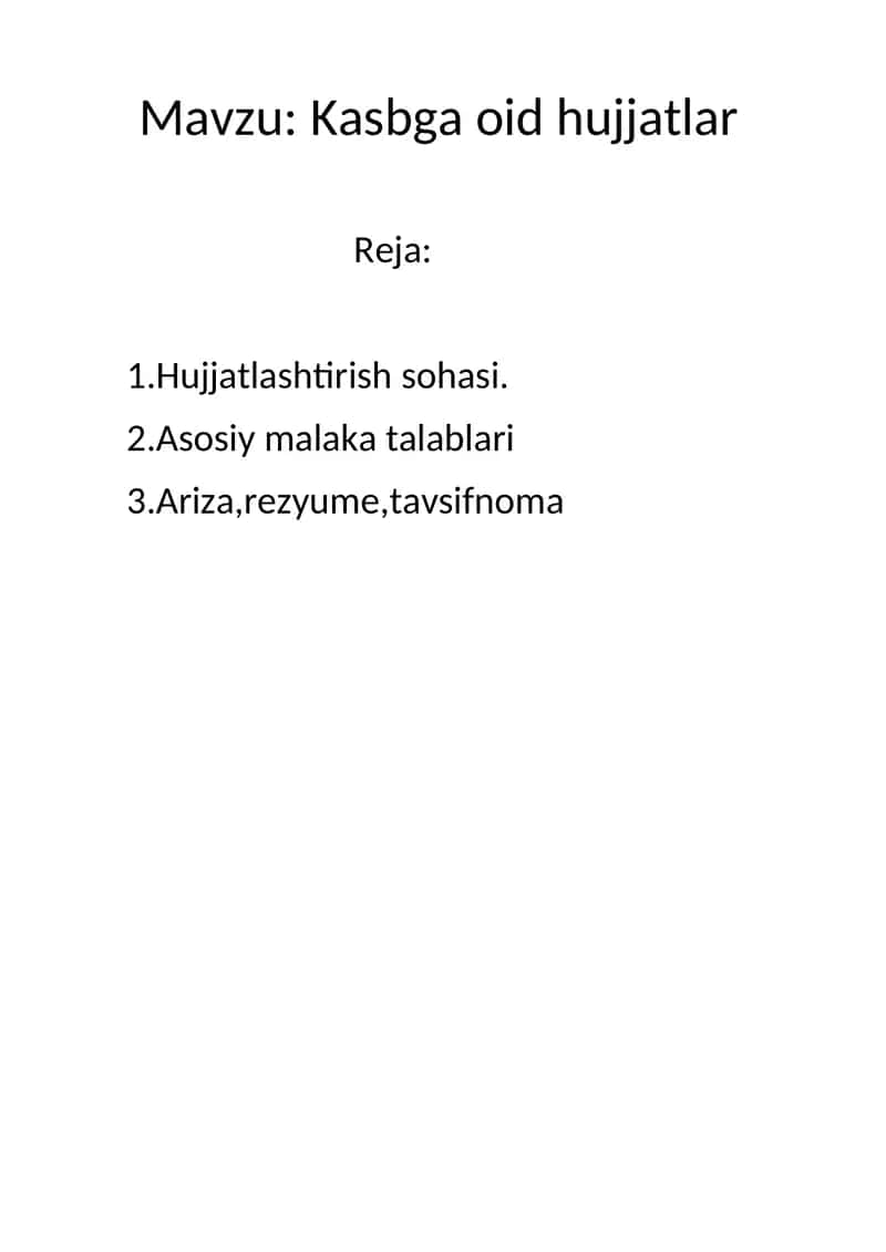 Kasbga oid hujjatlar 1