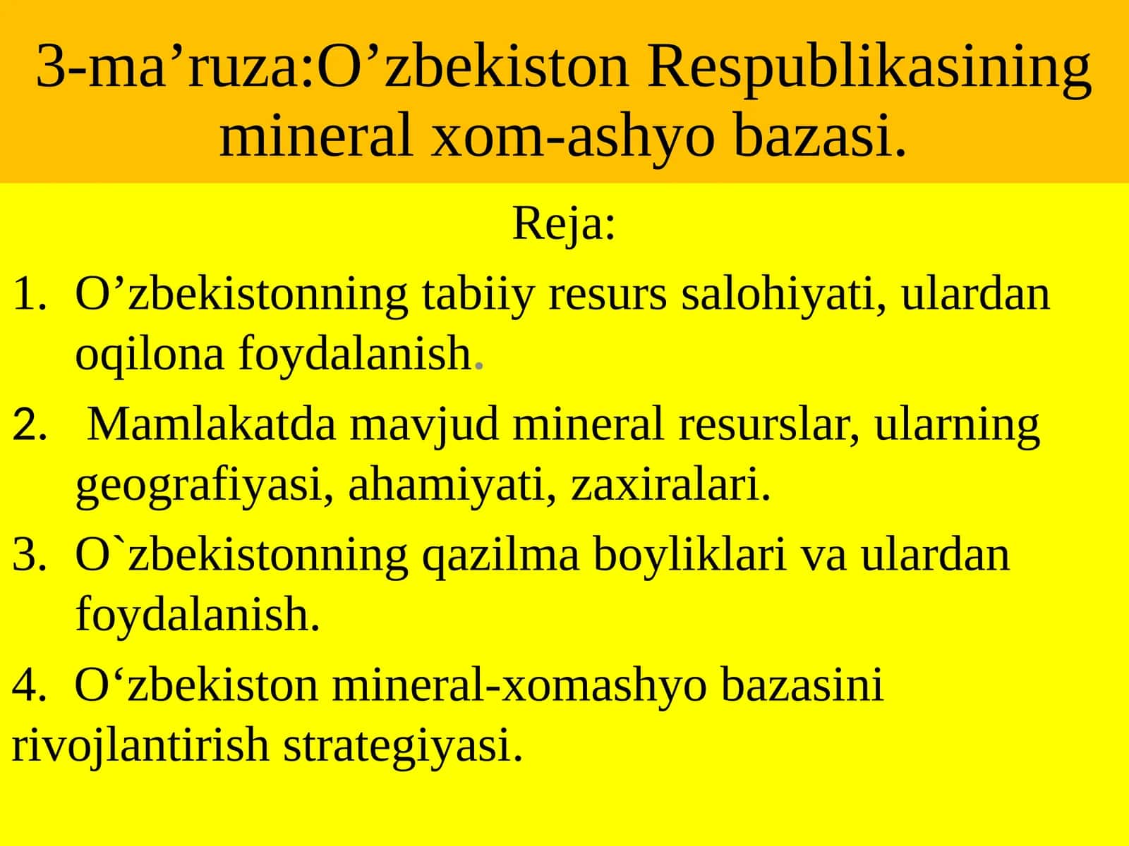 O‘zbekiston Respublikasining mineral xom-ashyobazasi 1