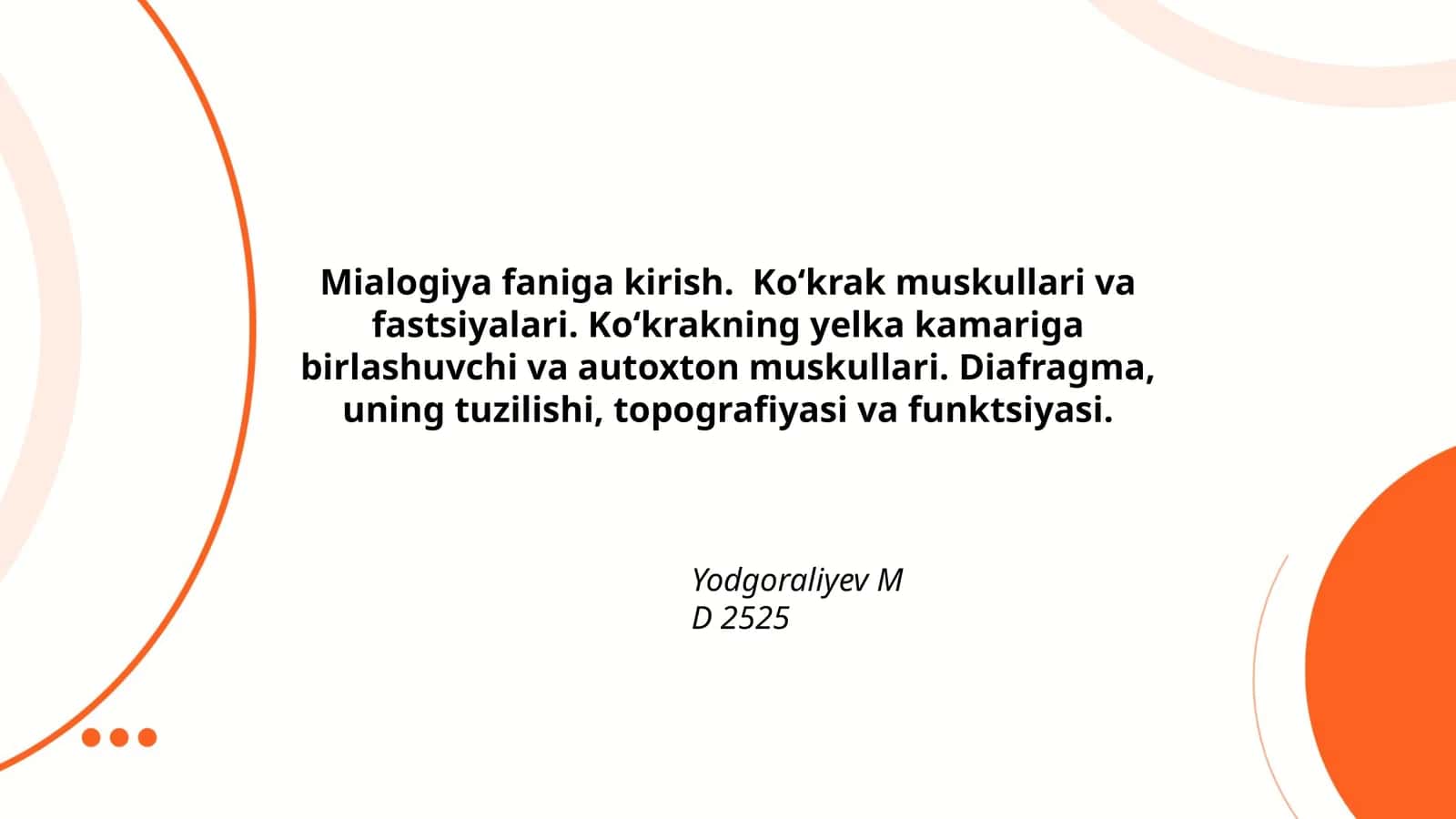 Mialogiya faniga kirish. Koʻkrak muskullari va fastsiyalari 1