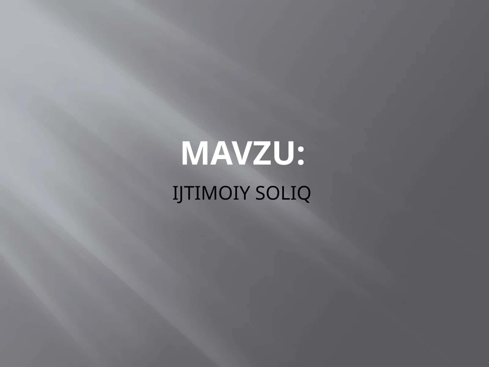 IJTIMOIY SOLIQ 1