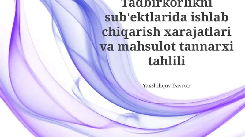 Mahsulot tannarxini aniqlash 1