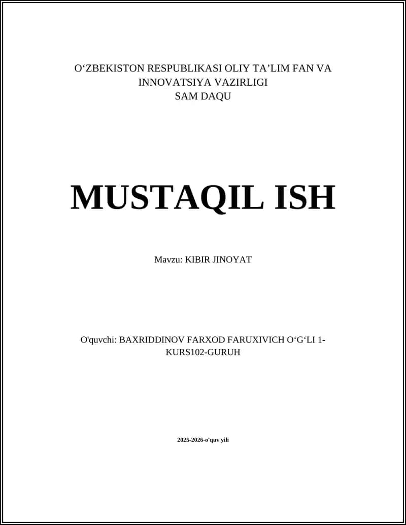 KIBIR JINOYAT 1