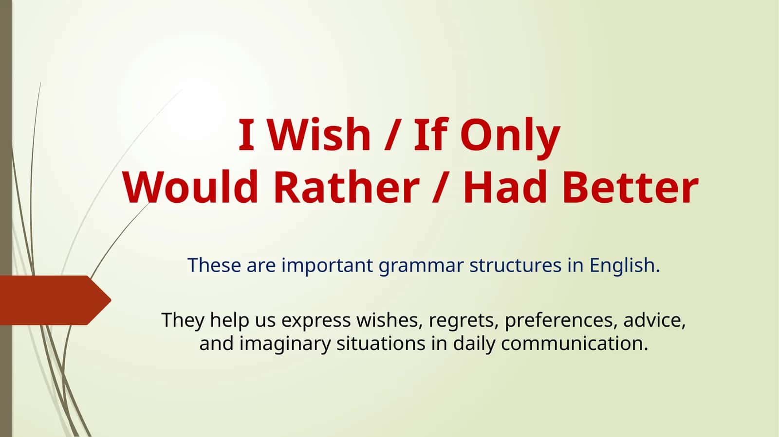 I Wish / If OnlyWould Rather / Had Better 1
