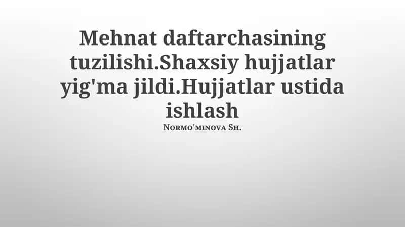 Mehnat daftarchasi 1