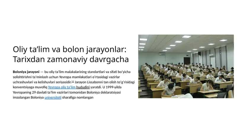 Oliy taʼlim va bolon jarayonlar Tarixdan zamonaviy davrgacha 1
