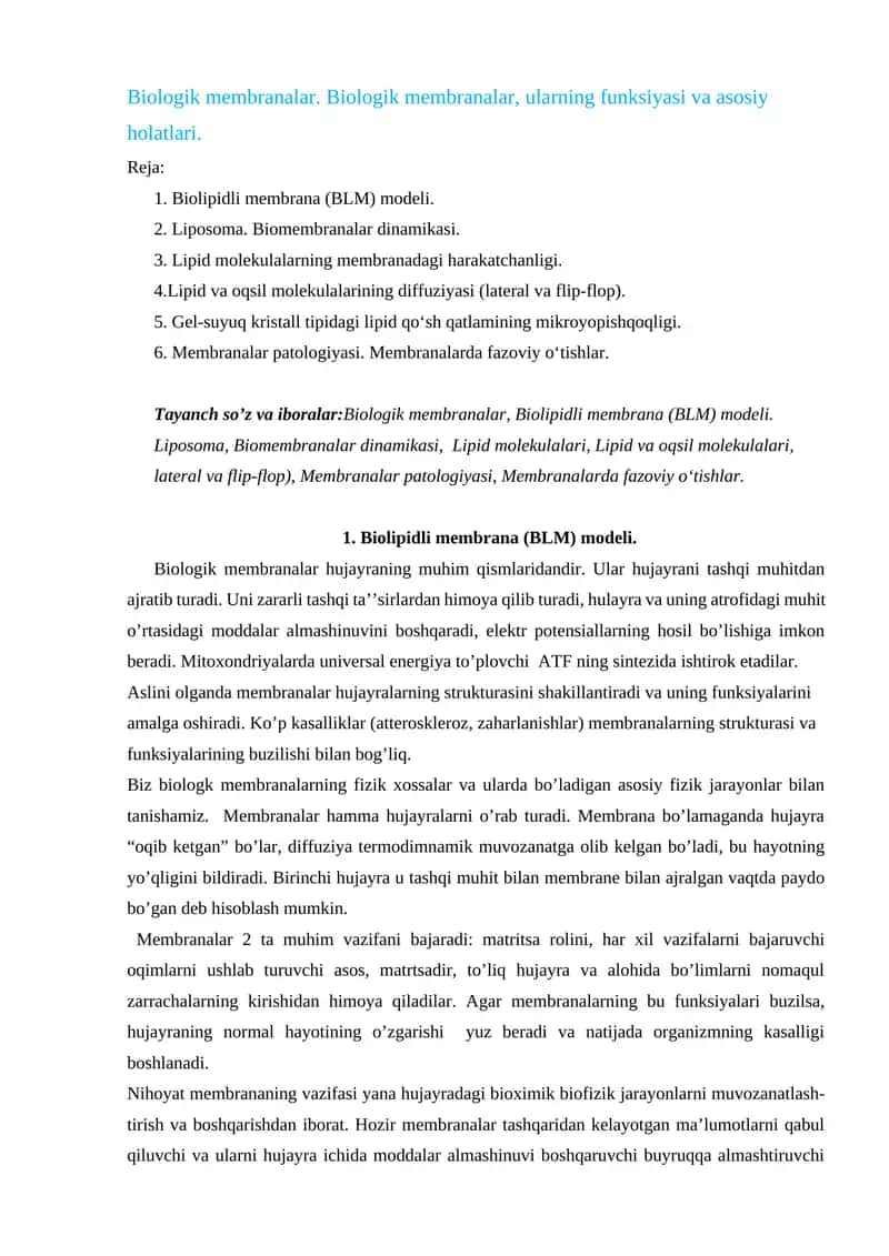 Biologik membranalar 1