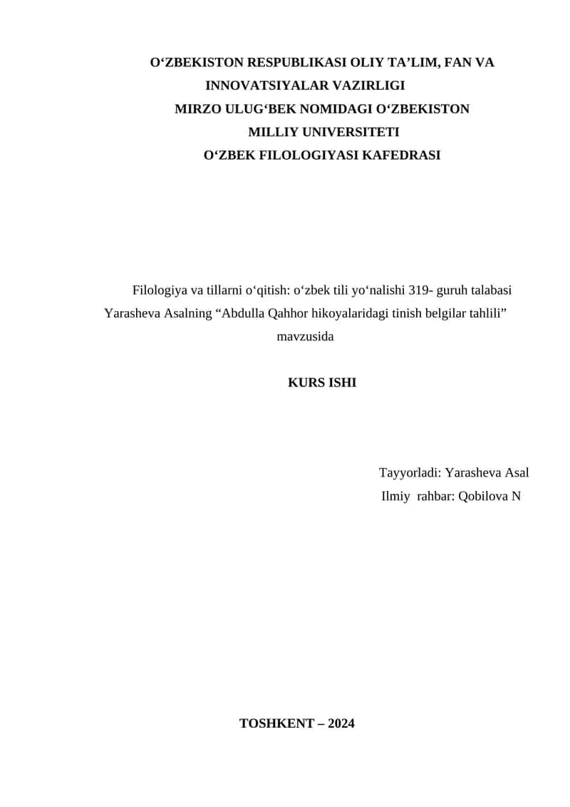 Abdulla Qahhor hikoyalaridagi tinish belgilar tahlili 1