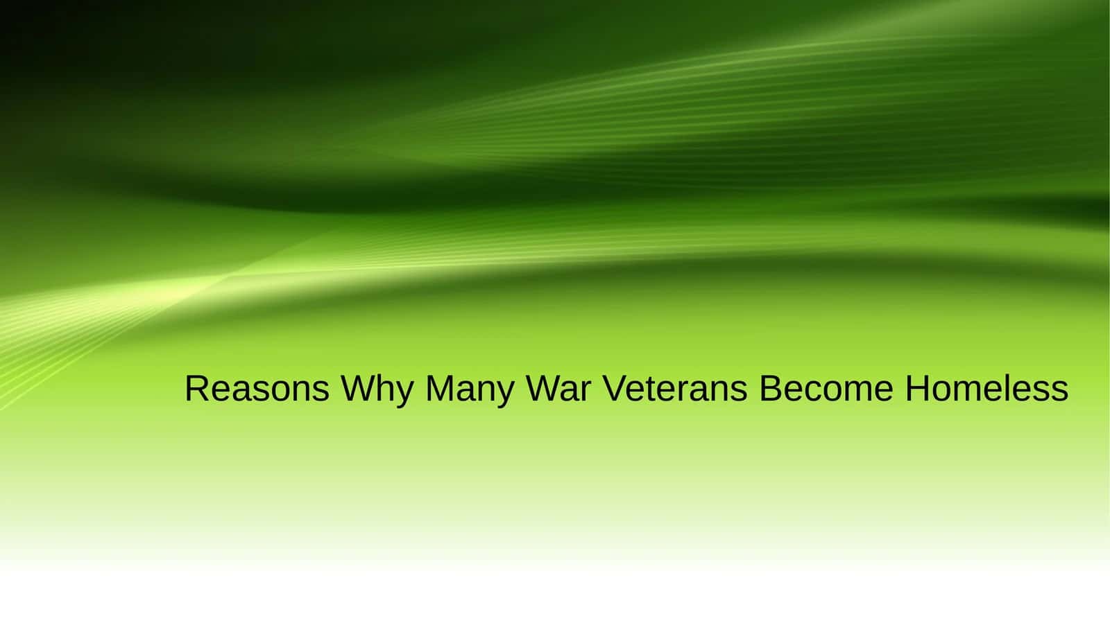 Reasons Why Many War Veterans Become Homeless 1