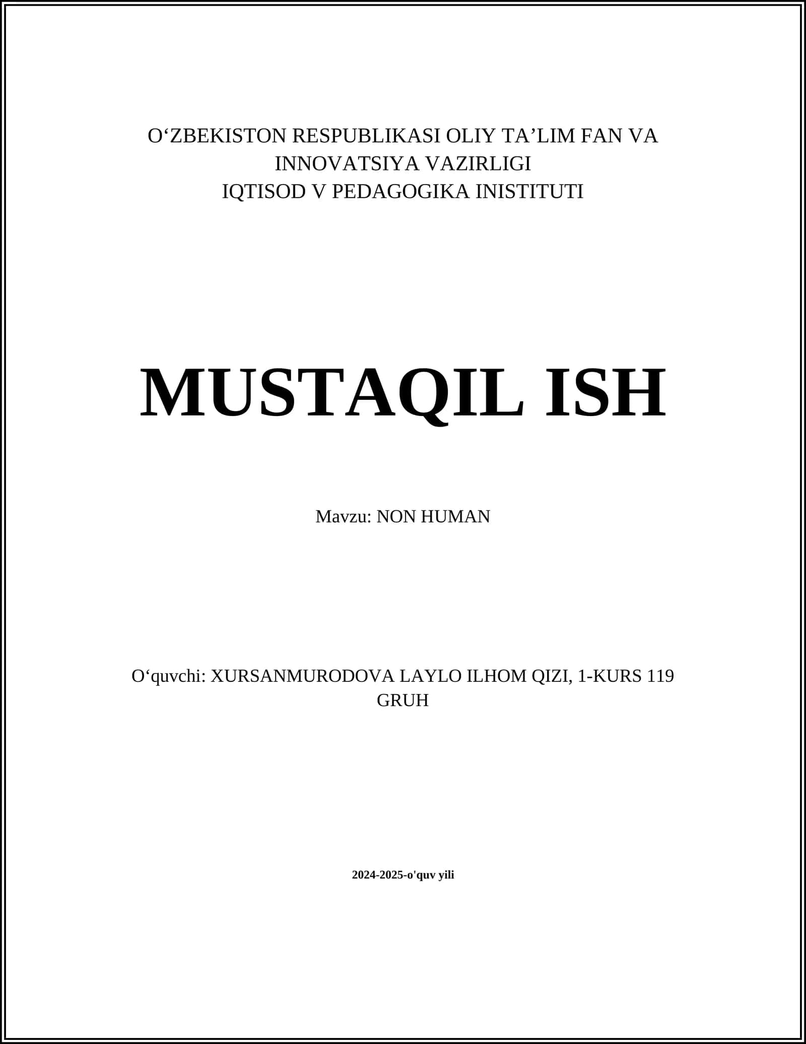 NON HUMAN 1