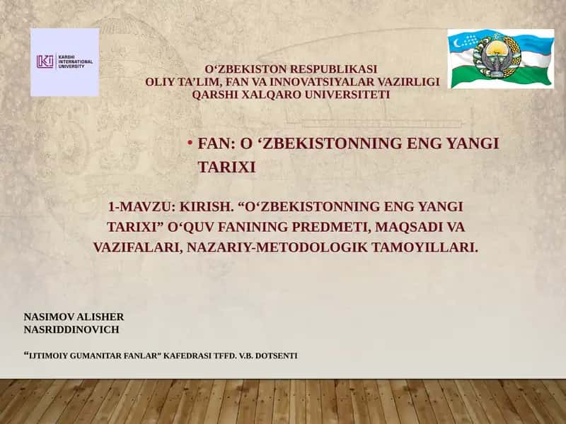 O‘zbekistonning eng yangi tarixi 1