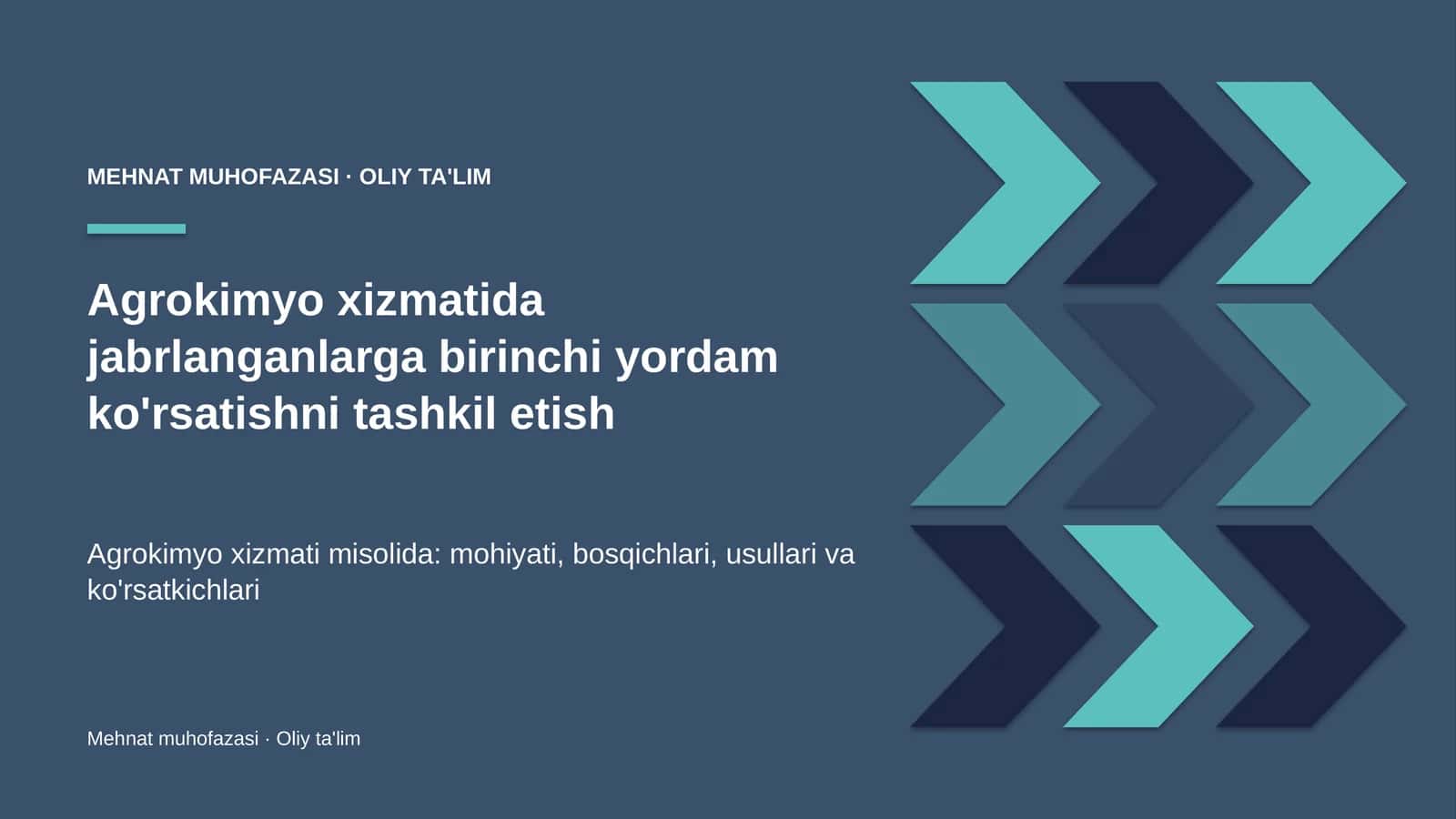 Agrokimyo xizmatida jabrlanganlarga birinchi yordam ko'rsatishni tashkil etish 1