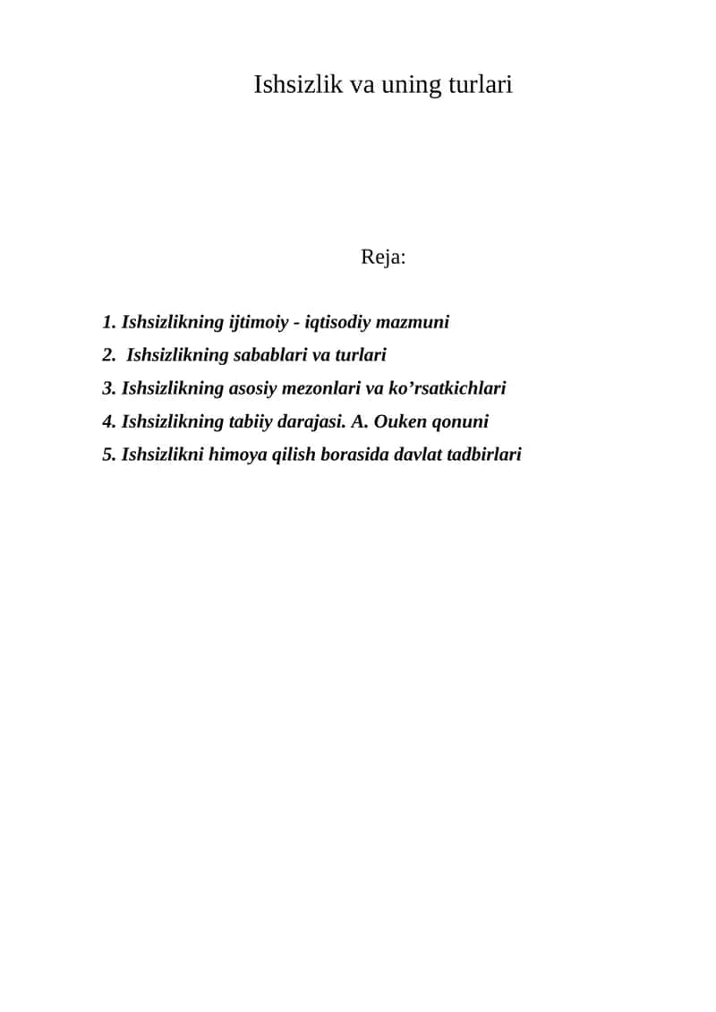 Ishsizlik va uning turlari 1