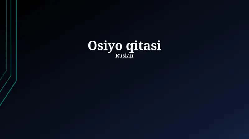 Osiyo ekologiyasi 1