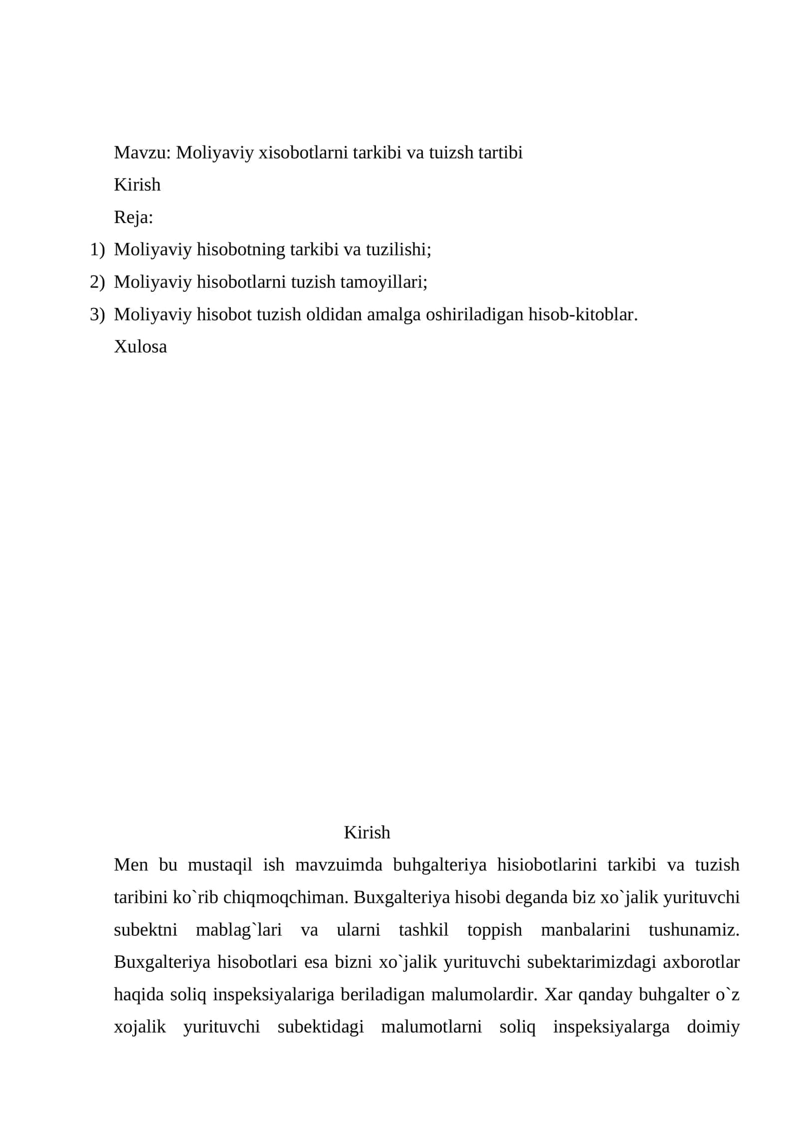 Moliyaviy xisobotlarni tarkibi va tuizsh tartibi 1