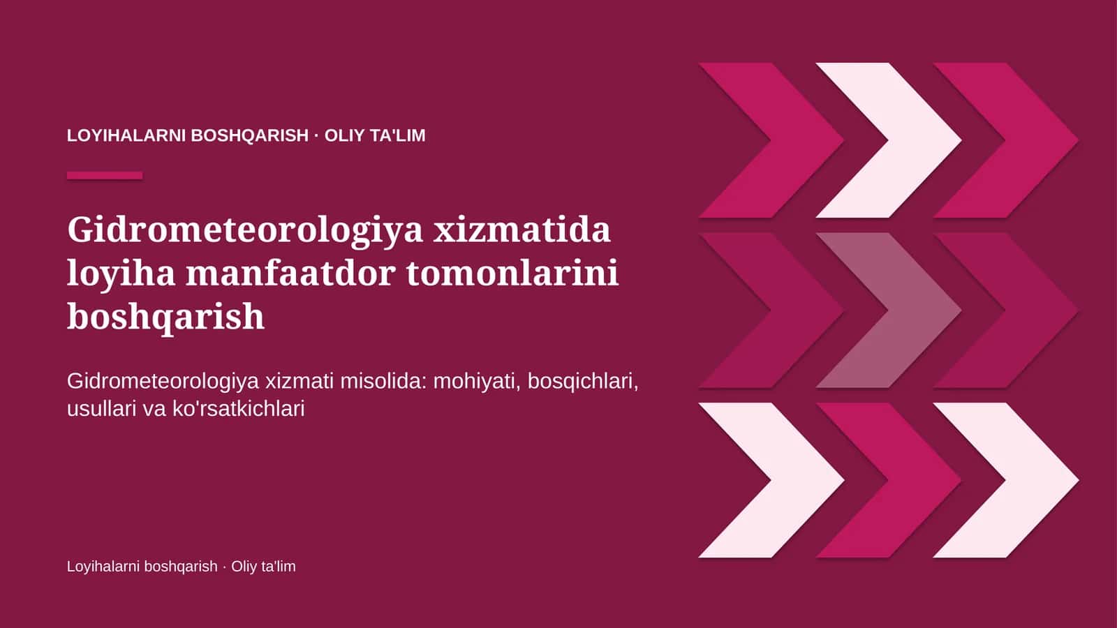 gidrometeorologiya xizmatida loyiha manfaatdor tomonlarini boshqarish 2629 1