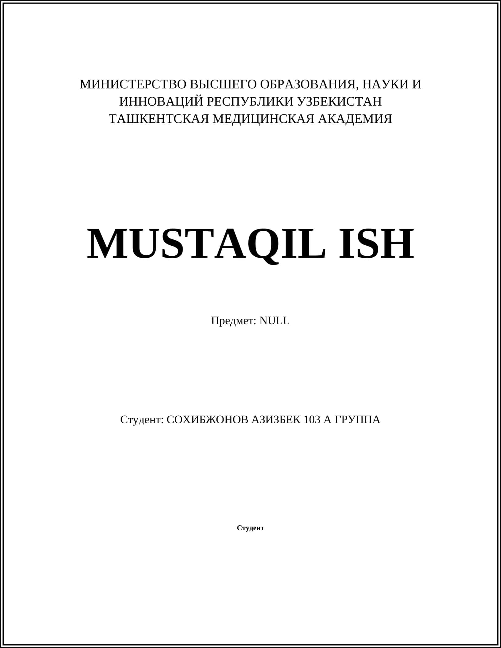 MUSTAQIL ISH 1