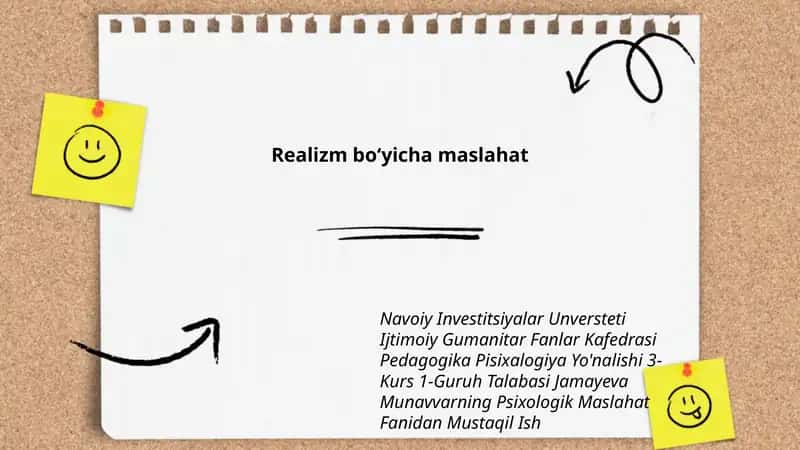 Realizm boʻyicha maslahat 1
