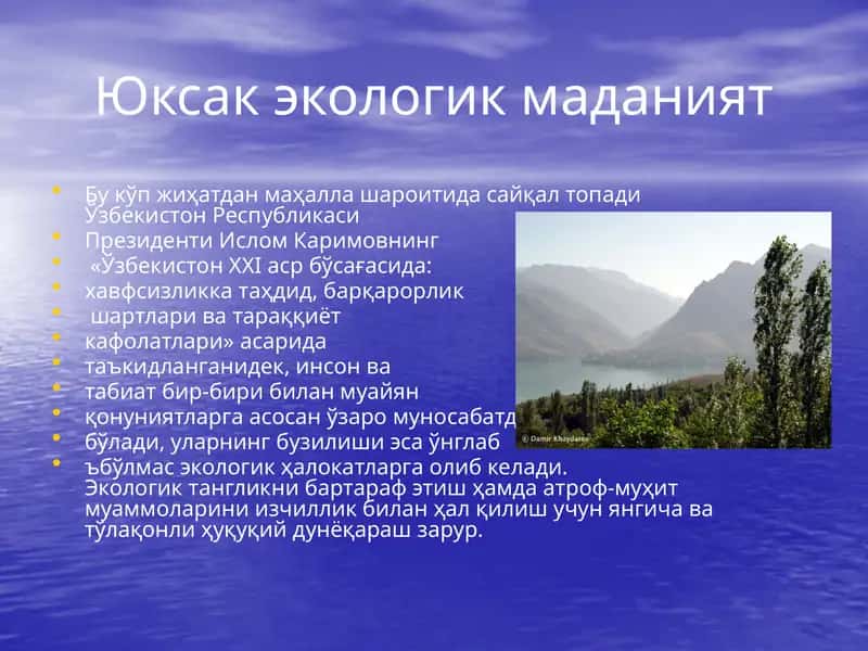 Юксак Экологик Маданият 1