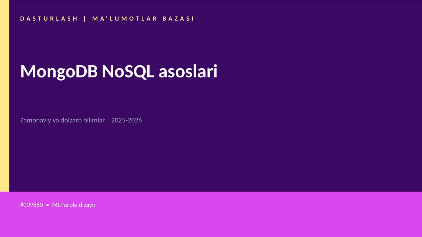 MongoDB NoSQL asoslari 1