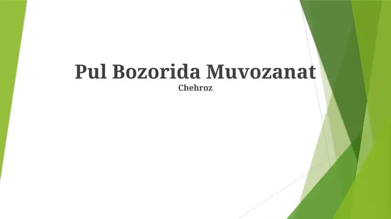 Pul Bozorida Muvozanat 1