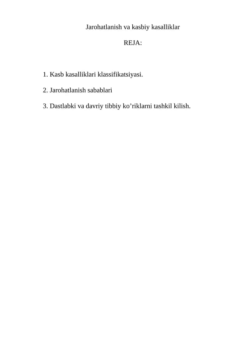 Kasb kasalliklari klassifikatsiyasi 1