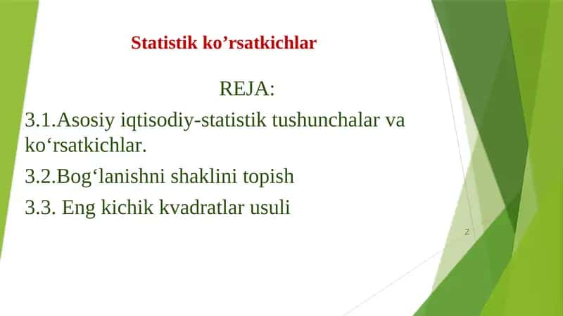 Statistik ko’rsatkichlar 1