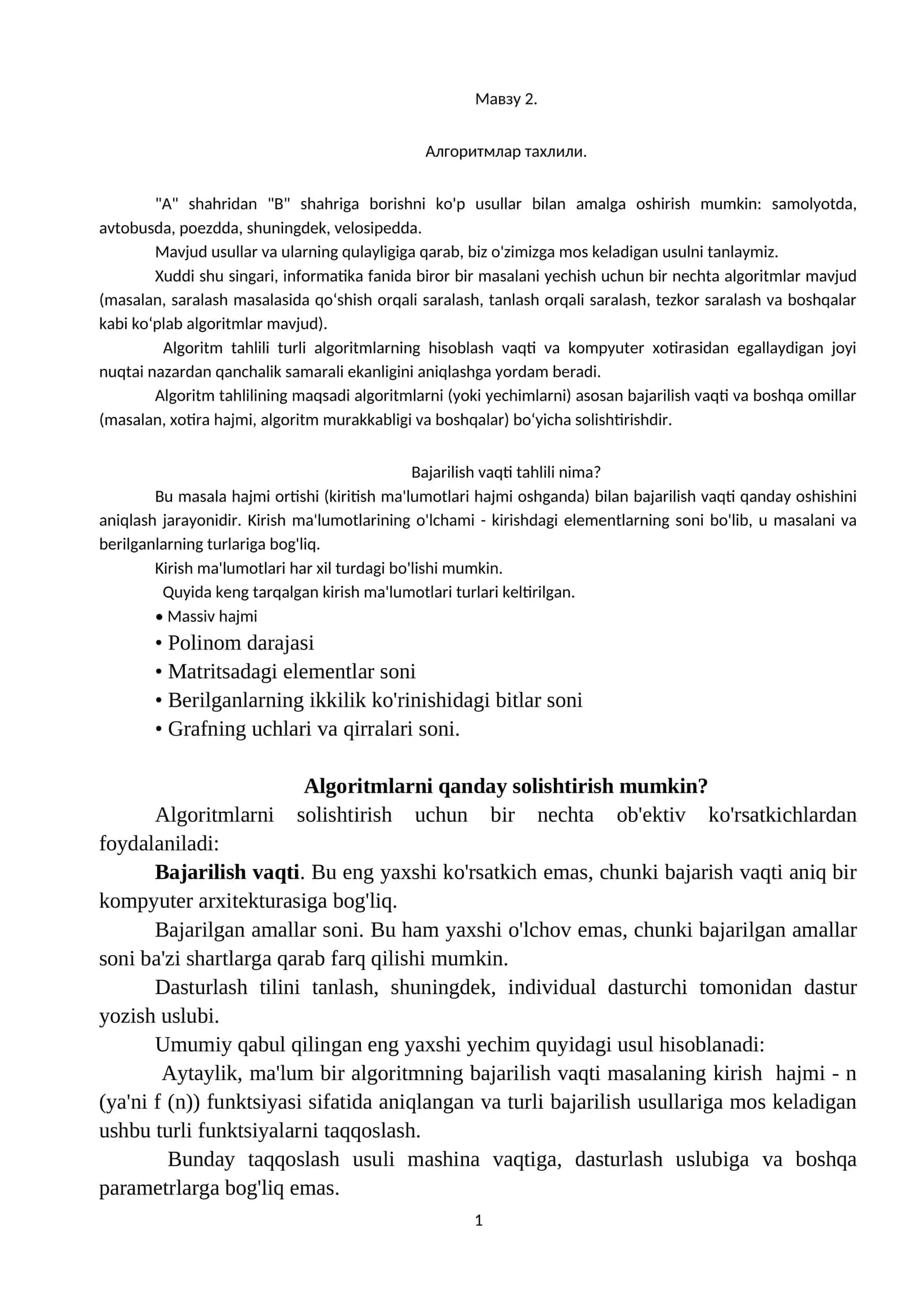 Algoritm tahlili 1