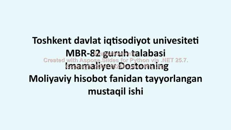 Moliyaviy Hisobotning Xalqaro Standartlari 1