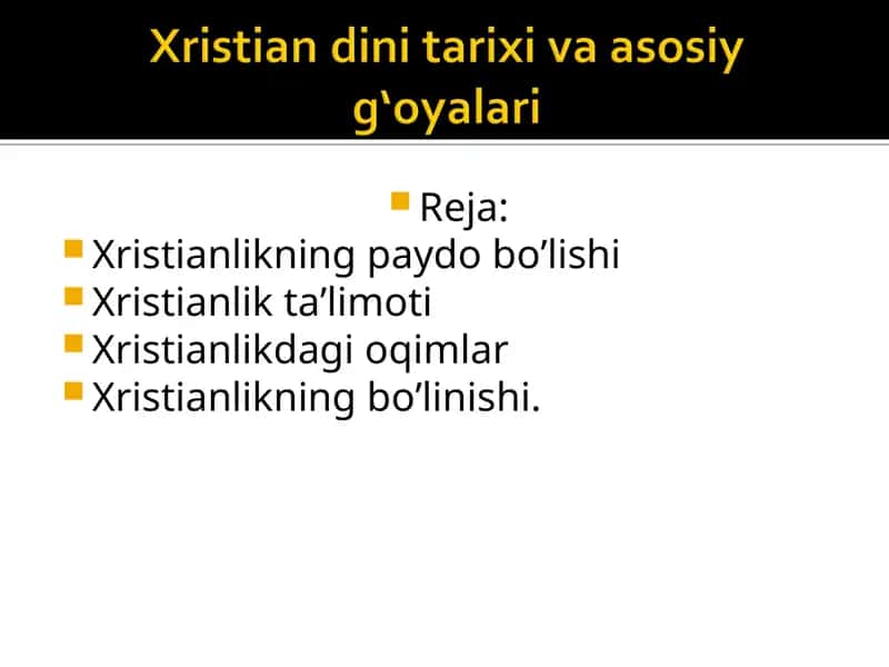 Xristianlikning paydo bo’lishi 1
