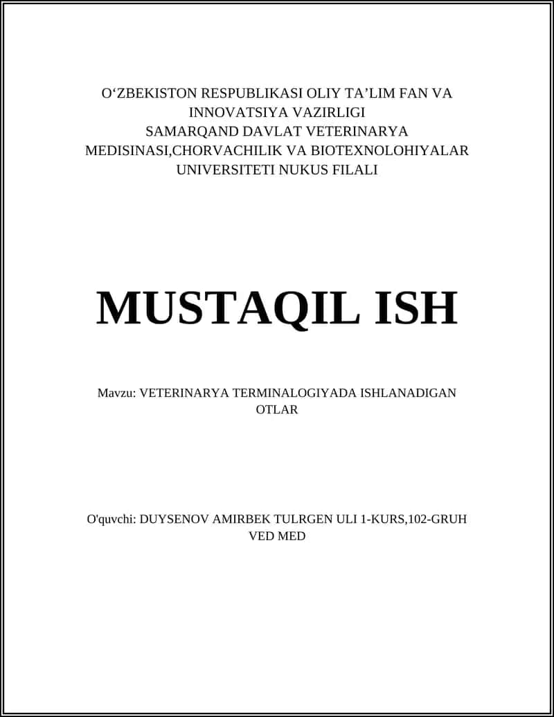 VETERINARYA TERMINALOGIYADA ISHLANADIGAN OTLAR 1