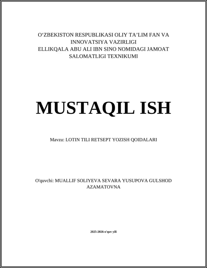 LOTIN TILI RETSEPT YOZISH QOIDALARI 1