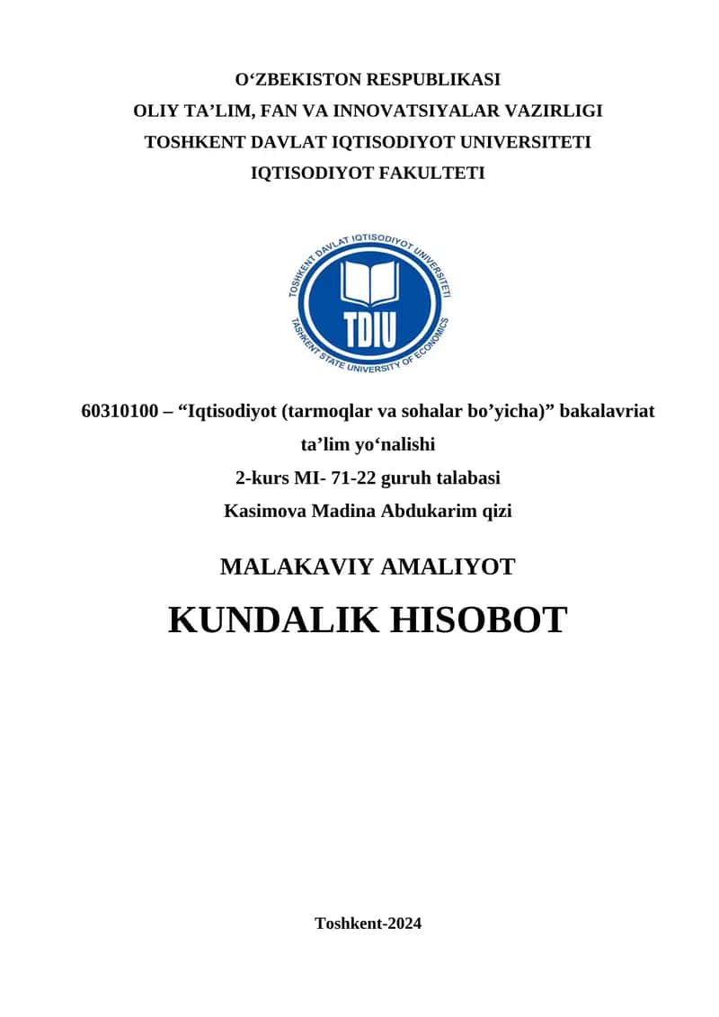 MALAKAVIY AMALIYOT 1