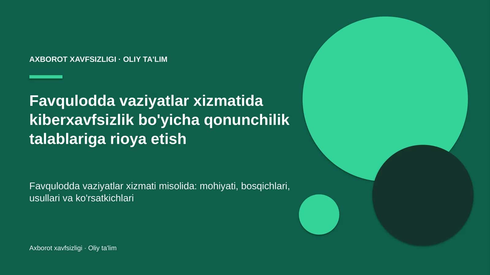 Favqulodda vaziyatlar xizmatida kiberxavfsizlik bo'yicha qonunchilik talablariga rioya etish 1