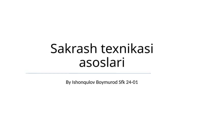 Sakrash texnikasi asoslari 1