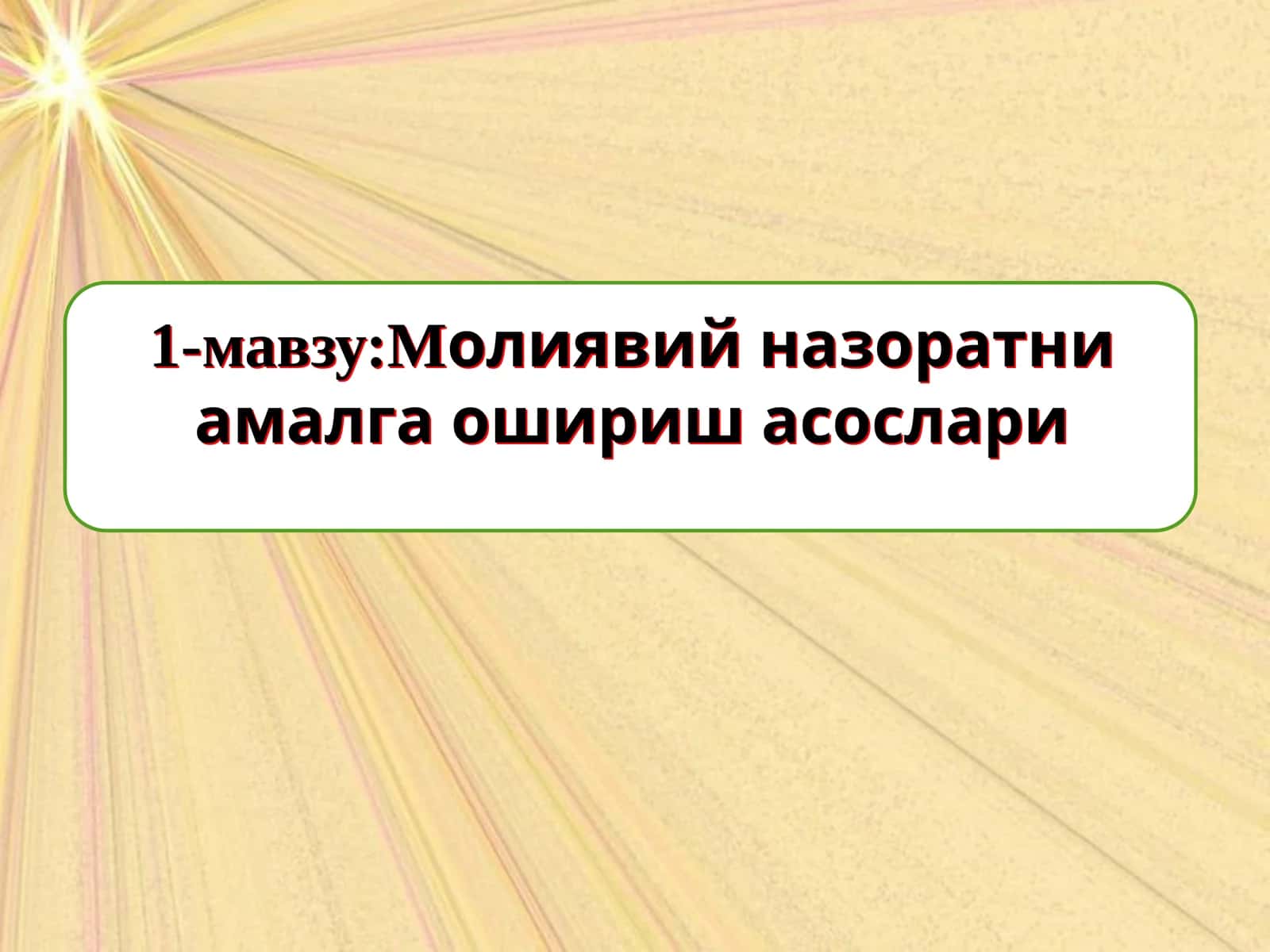 Молиявий назоратни амалга ошириш асослари 1