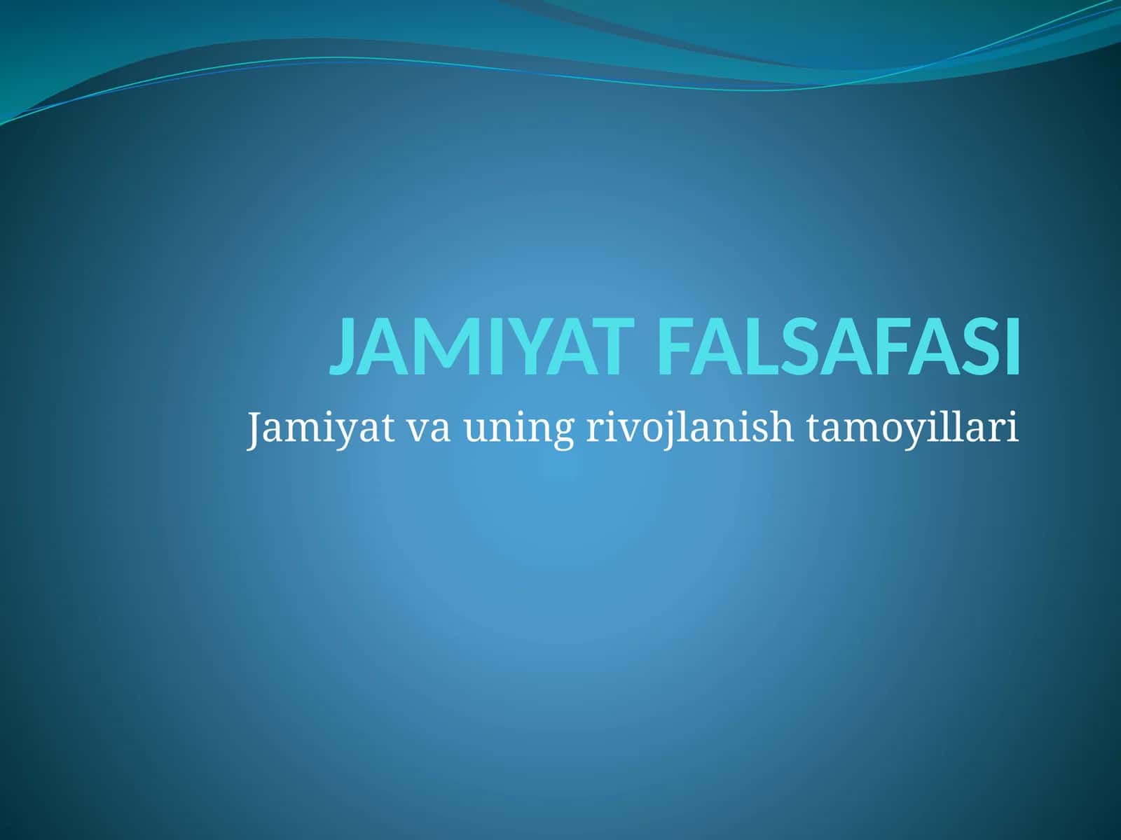 JAMIYAT FALSAFASI 1