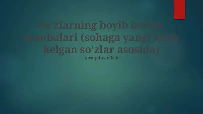 Yangi so'zlar lug'ati 1