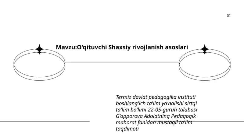 O'qituvchi Shaxsiy rivojlanish asoslari 1