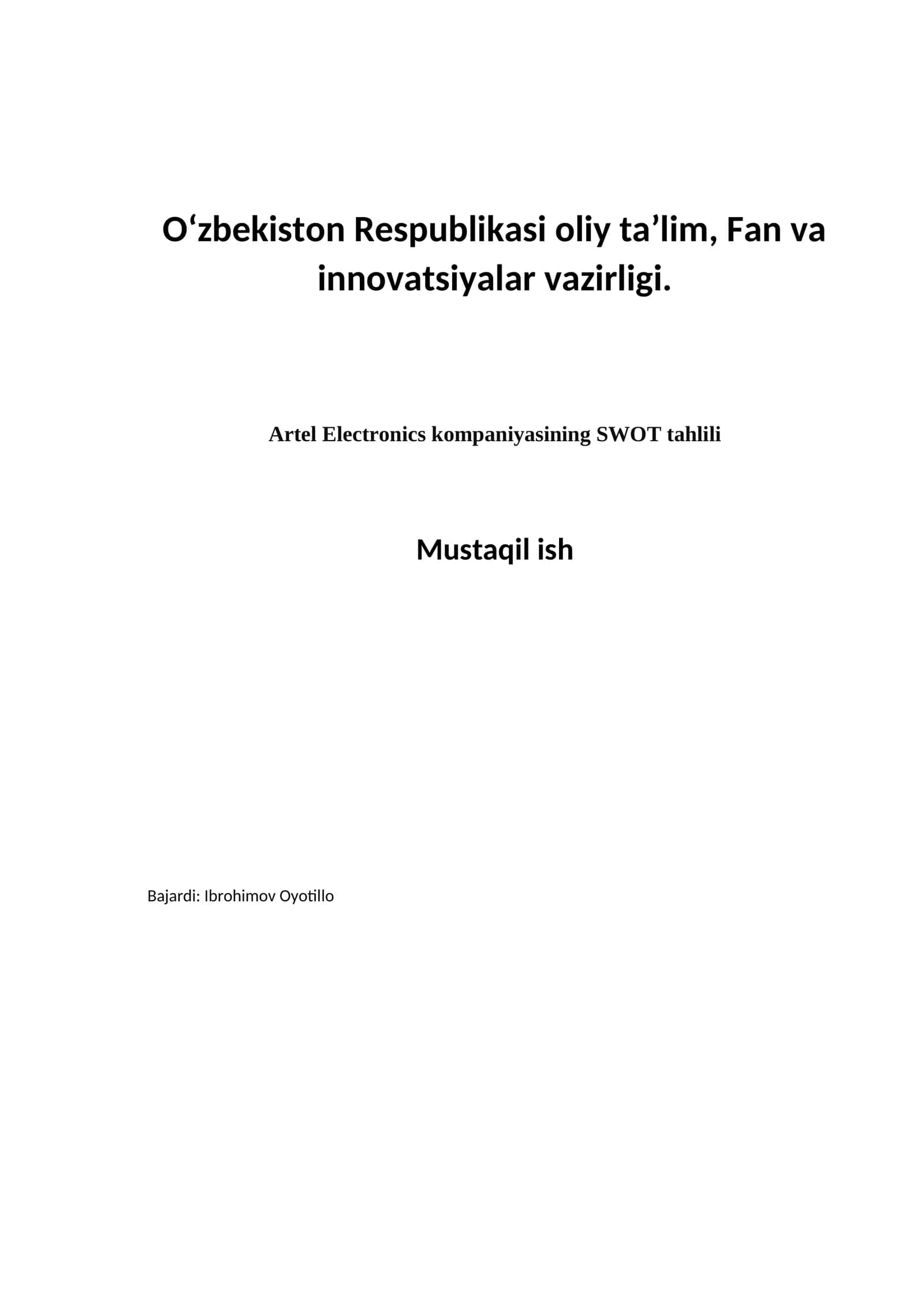 SWOT tahlili 1