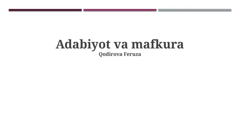 Adabiyot va mafkura 1