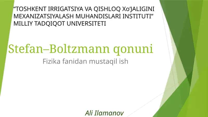 Stefan–Boltzmann qonuni 1